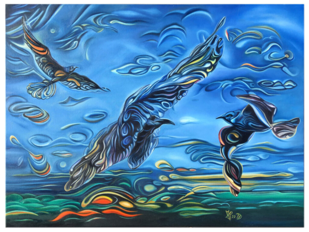„Möwen“, 2022, 80 x 60 cm, oil on canvas, © Michael Pfeiffer