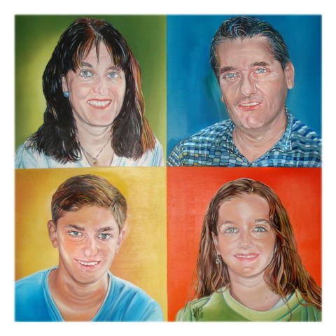 „Familie Hamm“, 2018, 50 x 50 cm, oil on canvas, © Michael Pfeiffer