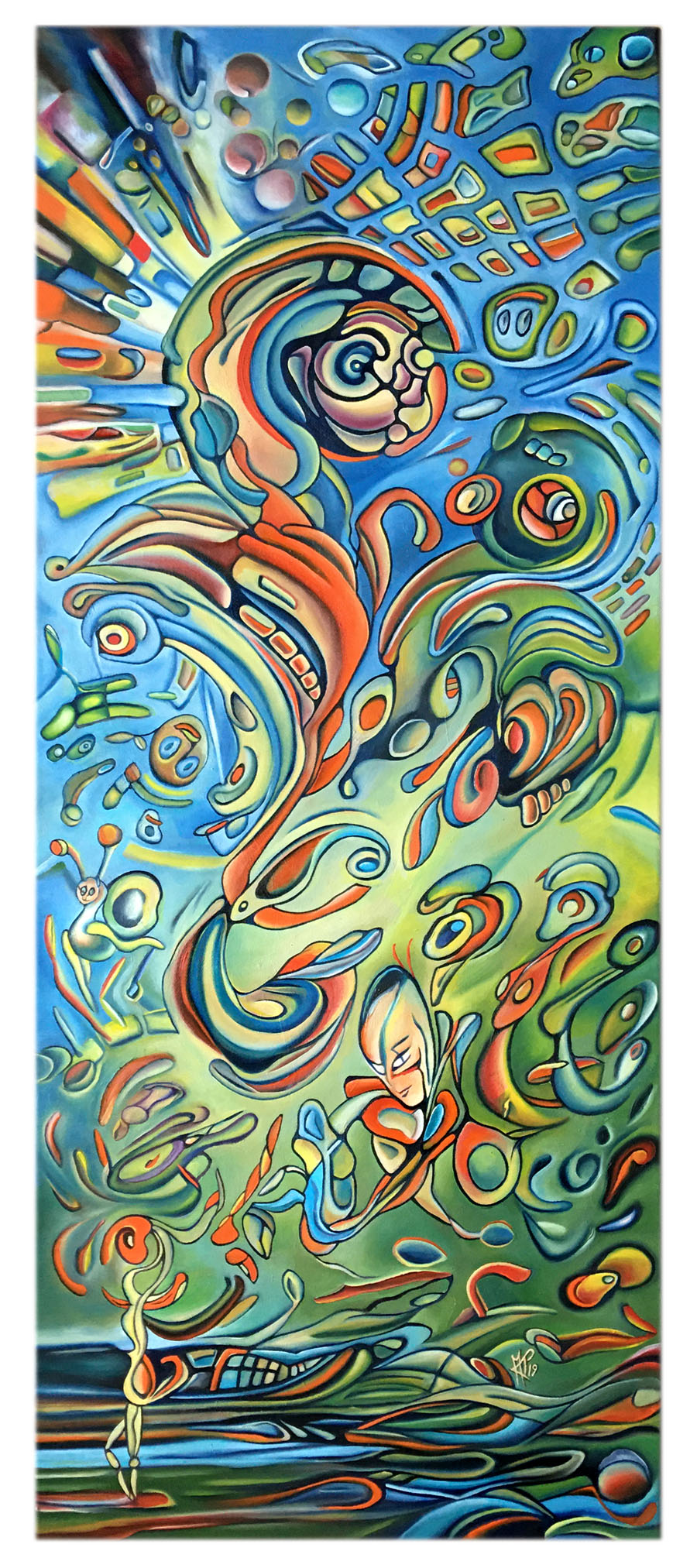 „Samstag Abend - IDIDNOT“, 2019, 40 x 95 cm, oil on canvas, © Michael Pfeiffer