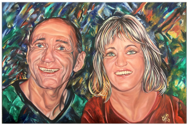 „Ingrid und Franz“, 2022, 60 x 40 cm, oil on canas, © Michael Pfeiffer