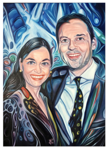 „Gabi und Thomas“, 2023, 50 x 70 cm, oil on canvas, © Michael Pfeiffer