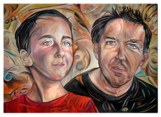 „Paul und Julian“, 2014, 70 x 50 cm, oil on canvas, © Michael Pfeiffer