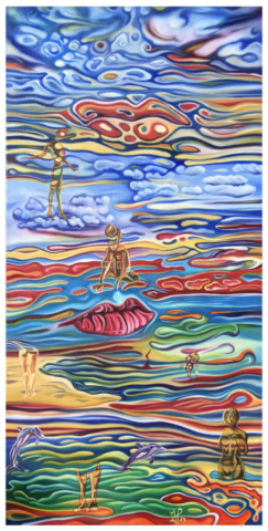 „just a kiss“, 2024, 50 x 100 cm, oil on canvas, © Michael Pfeiffer