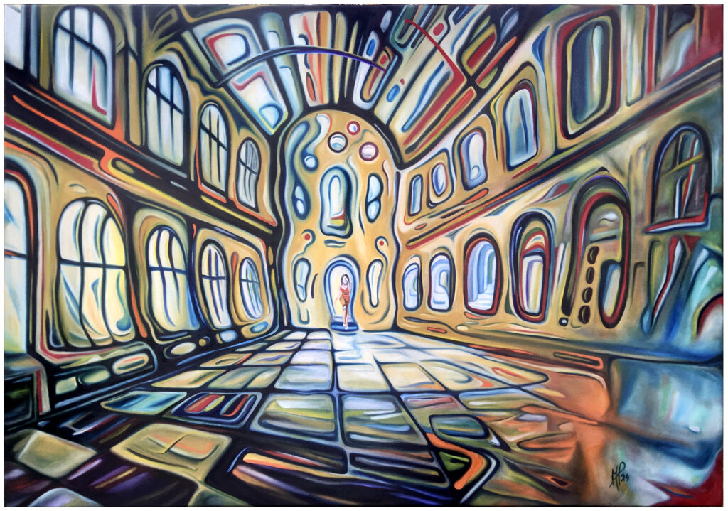 Ölgemälde aus dem Zyklus „Rendezvous einer Tänzerin" von Michael Pfeiffer, Phantastischer Realismus