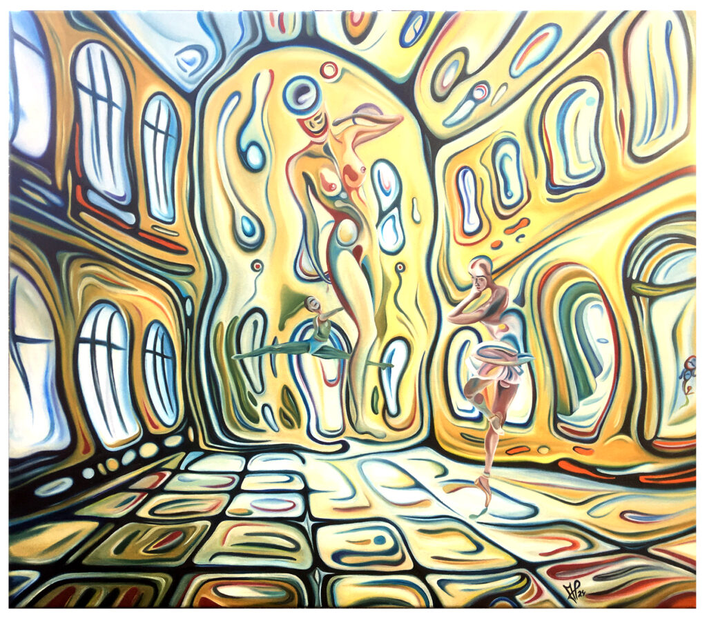 Ölgemälde aus dem Zyklus „Rendezvous einer Tänzerin" von Michael Pfeiffer, Phantastischer Realismus