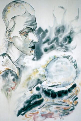 „Der Magier“, 1988, 50 x 70 cm, watercolor on paper, © Michael Pfeiffer