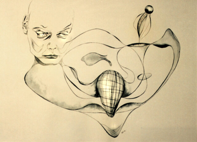 „Eros“, 1988, 70 x 55 cm,ink on paper, © Michael Pfeiffer