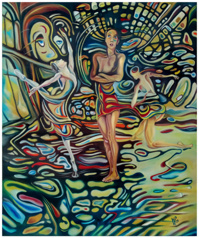 „Rendezvous einer Tänzerin - 6“, 2025, 40 x 60 cm, oil on canvas, Michael Pfeiffer