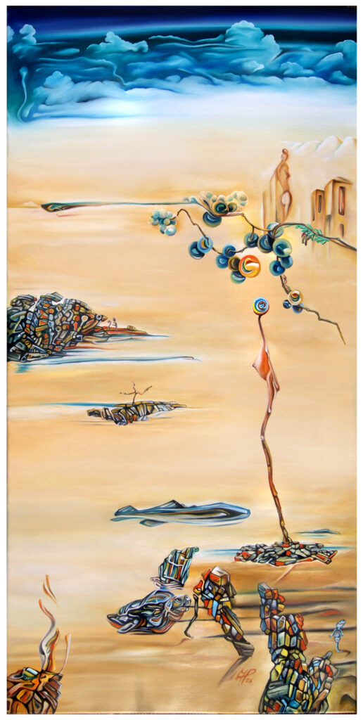 Gut genug 5 - "Evolution und Resilienz", 2026, 50 x 100 cm, oil on canvas, © Michael Pfeiffer