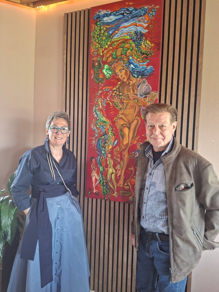Sonja Putz mit Michael Pfeiffer am Weinhof Leidl-Putz